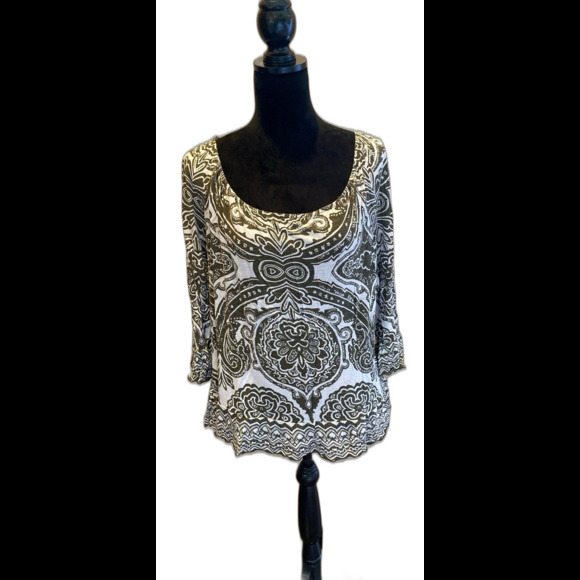 INC International Concepts Top Size ? Large Cropped Rounded Elastic Neckline - Picture 1 of 9